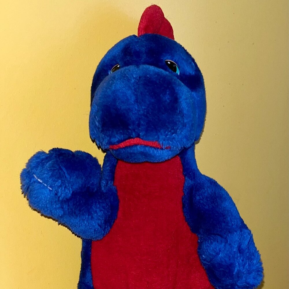 Fine Toy Vintage Blue Dinosaur Plush Stuffed Animal 19 inches Tall VTG
